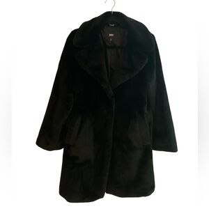 DKNY Black Faux Fur Coat